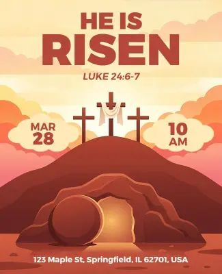 He Is Risen Easter Celebration Poster Template