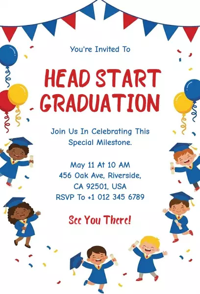 Head Start Graduation Celebration Colorful Invitation Template