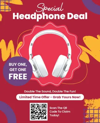 Headphone Buy One Get One Free Promotional Flyer Template