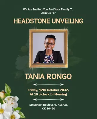 Headstone Unveiling Ceremony Invitation Flyer Template