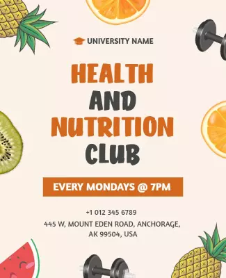 Health and Nutrition Club University Flyer Template
