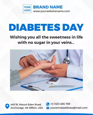 Health Awareness Blue Diabetes Day Celebration Poster Template