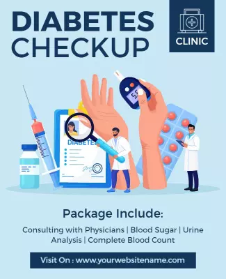 Health Awareness Diabetes Checkup Clinic Poster Template