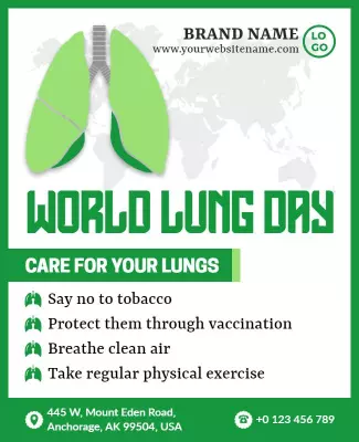 Health Awareness Green World Lung Day Care Poster Template