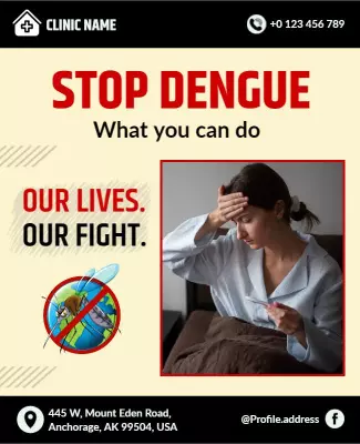 Health Awareness Stop Dengue Prevention Informational Poster Template