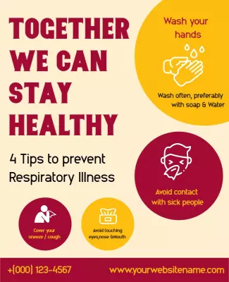 Health Awareness Tips for Respiratory Illness Prevention Poster Template