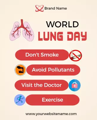 Health Awareness World Lung Day Reminder Poster Template