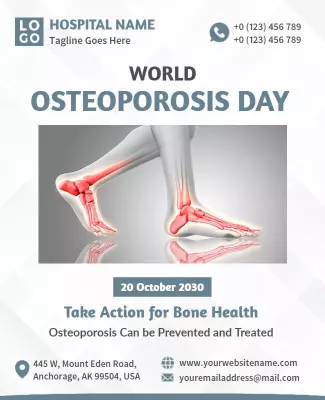 Health Awareness World Osteoporosis Day Educational Poster Template