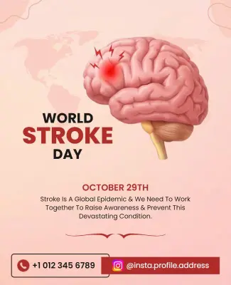 Health Awareness World Stroke Day Educational Poster Template