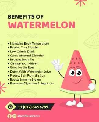 Health Benefits Of Watermelon Flyer Template