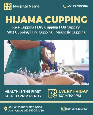 Health-Focused Hijama Cupping Therapy Services Poster Template