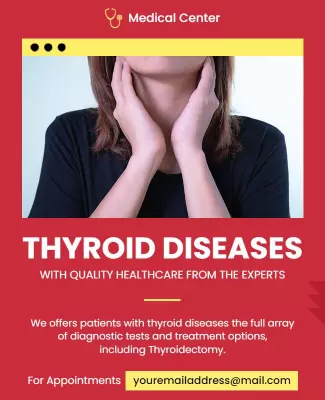 Health Focused Red Thyroid Diseases Awareness Poster Template