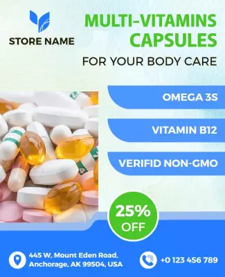 Health Supplement Multivitamin Capsules Flyer Template