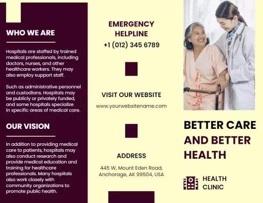 Healthcare Clinic Medical Support and Services Brochure Template