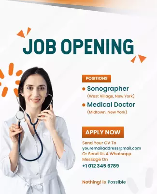 Healthcare Job Opening Announcement Flyer Template