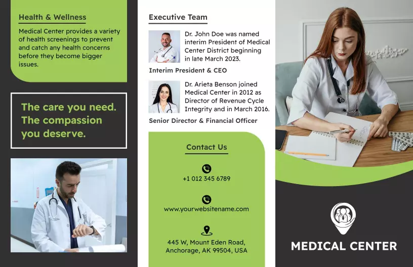 Healthcare Services and Executive Team Medical Brochure Template