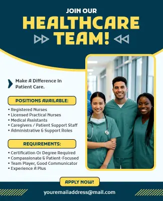 Healthcare Team Recruitment Announcement Flyer Template