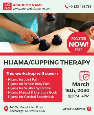 Healthcare Workshop on Hijama Cupping Therapy Poster Template