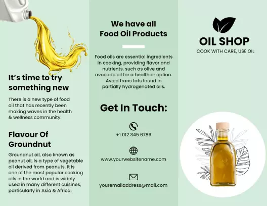 Healthy Cooking with Groundnut Oil and Wellness Products Brochure Template