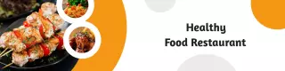 Healthy Grilled Chicken Dishes on Orange Food Restaurant Banner Template
