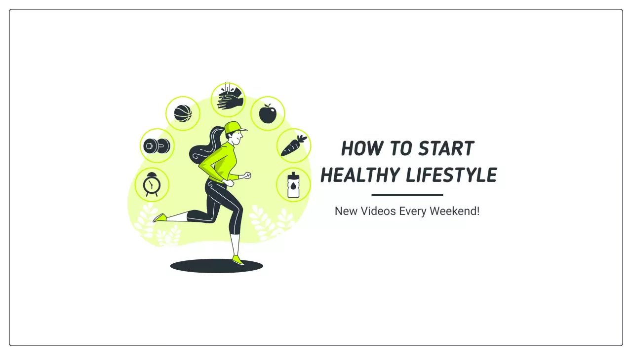 Healthy Lifestyle Tips with Energizing Green Design YouTube Banner Template