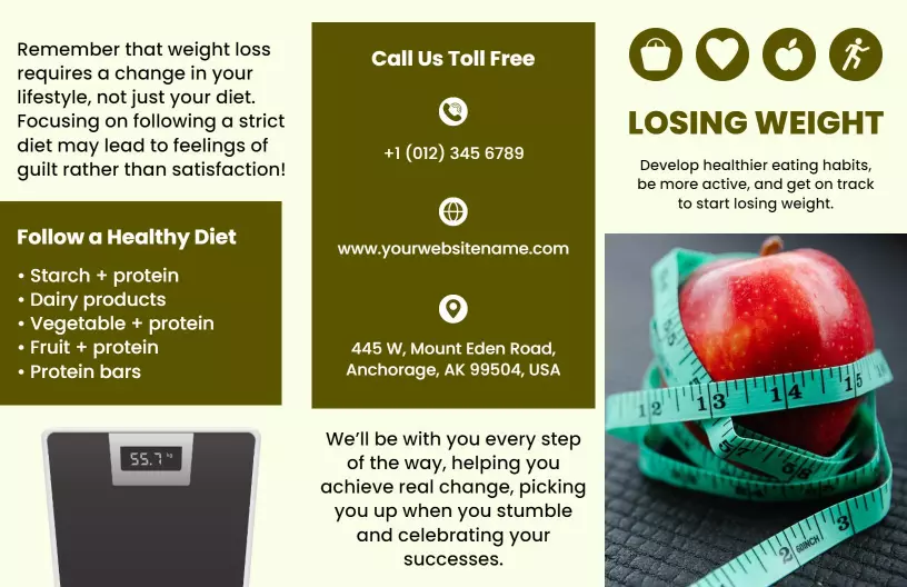 Healthy Lifestyle Weight Loss Tips and Support Brochure Template