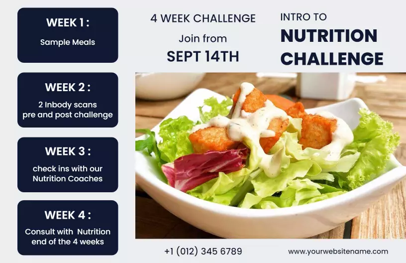 Healthy Meal Plans for 4 Week Nutrition Challenge Brochure Template