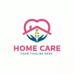 Heart and Hands Symbolize Compassion in Home Care Logo Template