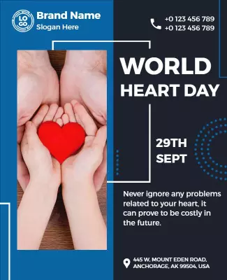 Heart-Centered Awareness for World Heart Day Poster Template