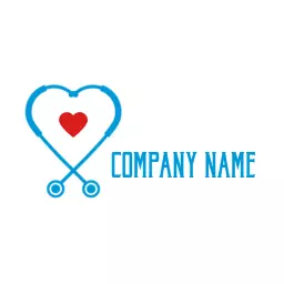 Heart Shape with Blue Stethoscopes in Healthcare Logo Template