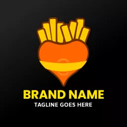Heart-Shaped Icon with Delicious French Fries Logo Template