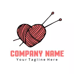 Heart-Shaped Yarn Ball Design Representing Wool Craft Logo Template