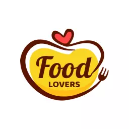Heart-Shaped Yellow Food Lovers Logo Celebrating Culinary Passion Logo Template