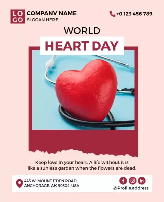 Heart-Themed Awareness Campaign for World Heart Day Poster Template