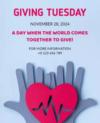Heartfelt Blue Giving Tuesday Charity Event Poster Template