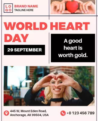 Heartfelt Celebration for World Heart Day Awareness Poster Template