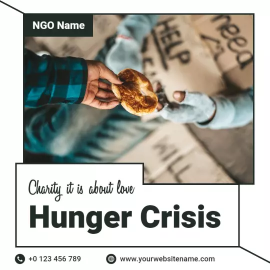 Heartfelt Charity Event for Addressing Hunger Crisis Ad Template