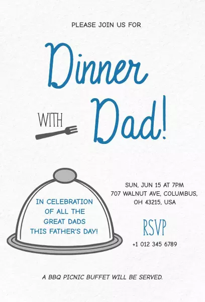 Heartfelt Dinner Celebration with Dad Father's Day Invitation Template