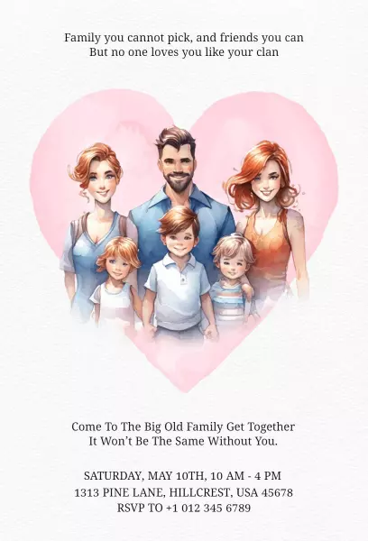 Heartfelt Family Gathering Get Together Invitation Template