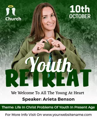 Heartfelt Green Youth Retreat Invitation Flyer Template