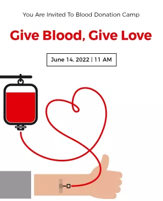 Heartfelt Red Blood Donation Camp Invitation Poster Template