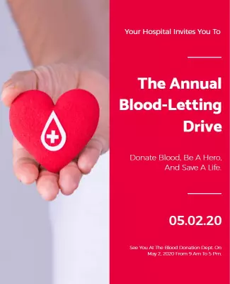 Heartfelt Red Blood Donation Drive Poster Template