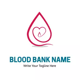 Heartfelt Red Drop Design Highlighting Blood Bank Services Logo Template