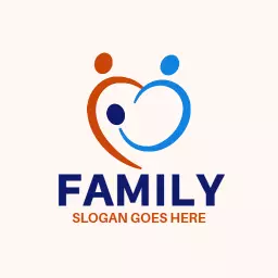 Heartwarming Blue and Orange Family Bond Embracing Together Logo Template