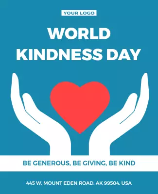 Heartwarming Blue World Kindness Day Awareness Poster Template