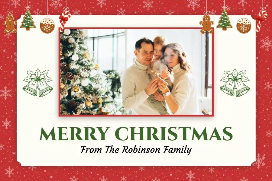Heartwarming Family Christmas Wishes Postcard Template