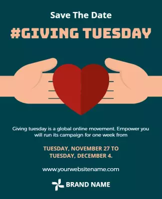 Heartwarming Green Giving Tuesday Fundraising Campaign Poster Template