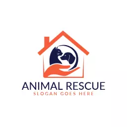 Heartwarming Orange and Blue Symbol for Animal Rescue Logo Template