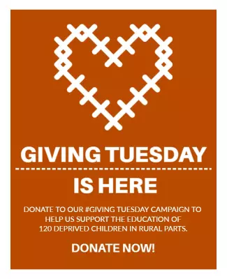Heartwarming Orange Giving Tuesday Donation Campaign Poster Template
