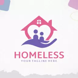 Heartwarming Pink and Purple Logo Addressing Homeless Needs Logo Template